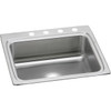 Elkay Lustertone Classic Stainless Steel 25" x 22" x 8-1/8", 4-Hole Single Bowl Drop-in Sink with Quick-clip