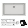 Elkay Quartz Classic 33" x 18-7/16" x 9-7/16", Single Bowl Undermount Sink Kit, White