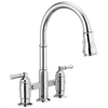 Delta Broderick 2390L-DST Two Handle Pull-Down Bridge Kitchen Faucet in Chrome Finish