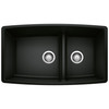 Blanco 442939: Performa Collection 33" Undermount 60/40 Double Bowl Kitchen Sink with Low Divide - Coal Black