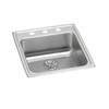 Elkay Lustertone Classic Stainless Steel 19-1/2" x 22" x 6-1/2", 3-Hole Single Bowl Drop-in ADA Sink with Perfect Drain