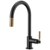 Brizo Litze 63043LF-GL Pull-Down Faucet with Arc Spout and Knurled Handle Luxe Gold
