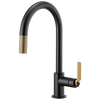 Brizo Litze 63044LF-GL Pull-Down Faucet with Arc Spout and Industrial Handle Luxe Gold