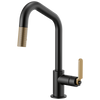 Brizo Litze 63064LF-GL Pull-Down Faucet with Angled Spout and Industrial Handle Luxe Gold