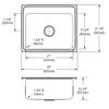 Elkay Lustertone Classic Stainless Steel 25" x 21-1/4" x 10-1/8" MR2-Hole Single Bowl Drop-in Sink