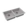 Elkay Quartz Classic 33" x 18-1/2" x 5-1/2", Double Bowl Undermount ADA Sink with Perfect Drain, Greystone