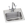Elkay LR1716C Lustertone Classic Stainless Steel 17" x 16" x 7-5/8" 1-Hole Single Bowl Drop-in Sink + Faucet Kit