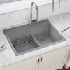 Elkay Quartz Classic 33" x 22" x 10", Offset 60/40 Double Bowl Drop-in Sink with Aqua Divide, Greystone