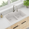 Elkay Quartz Classic 33" x 22" x 10", Offset 60/40 Double Bowl Drop-in Sink with Aqua Divide, White