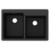 Elkay Quartz Classic 33" x 22" x 9-1/2", Offset Double Bowl Drop-in Sink, Black