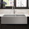 Elkay Crosstown 16 Gauge Stainless Steel 35-7/8" x 20-1/4" x 9" Double Bowl Tall Farmhouse Sink Kit