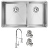 Elkay Crosstown 18 Gauge Stainless Steel 31-1/2" x 18-1/2" x 9", 60/40 Double Bowl Undermount Sink & Faucet Kit with Drain