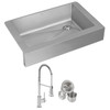 Elkay Crosstown 18 Gauge Stainless Steel 35-7/8" x 20-1/4" x 9" Single Bowl Farmhouse Sink & Faucet Kit with Drain