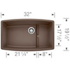 Blanco 440063 Performa Silgranit II Cascade: Cafe Brown Undermount Kitchen Sink