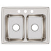 Elkay Lustertone Classic Stainless Steel 25" x 19-1/2" x 7-5/8", 3-Hole Equal Double Bowl Drop-in Sink