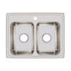 Elkay Lustertone Classic Stainless Steel 25" x 19-1/2" x 7-5/8" 1-Hole Equal Double Bowl Drop-in Sink