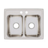 Elkay Lustertone Classic Stainless Steel 25" x 19-1/2" x 7-5/8" 2-Hole Equal Double Bowl Drop-in Sink
