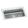 Elkay Lustertone Classic Stainless Steel 33" x 22" x 7-5/8" Single Bowl Drop-in Sink with Perfect Drain and Quick-clip