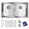 Elkay Crosstown 18 Gauge Stainless Steel 31-1/2" x 18-1/2" x 9", Equal Double Bowl Undermount Sink Kit with Faucet