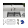 Elkay Crosstown 18 Gauge Stainless Steel 31-1/2" x 18-1/2" x 9", Equal Double Bowl Undermount Sink Kit with Faucet