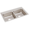 Elkay Lustertone Classic Stainless Steel 33" x 19-1/2" x 7-5/8", Equal 0-Hole Double Bowl Drop-in Sink with Quick-clip