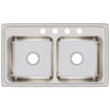 Elkay Lustertone Classic Stainless Steel 33" x 19-1/2" x 7-5/8", 4-Hole Equal Double Bowl Drop-in Sink