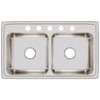 Elkay Lustertone Classic Stainless Steel 33" x 19-1/2" x 7-5/8" 5-Hole Equal Double Bowl Drop-in Sink