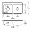 Elkay Lustertone Classic Stainless Steel 33" x 19-1/2" x 7-5/8" MR2-Hole Equal Double Bowl Drop-in Sink