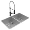 Elkay Crosstown 18 Gauge Stainless Steel 31-1/2" x 18-1/2" x 9" Equal Double Bowl Undermount Sink & Faucet Kit with Bottom Grid & Drain