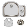 Elkay Lustertone Classic Stainless Steel 31-1/2" x 21-1/8" x 7-1/2" Offset 70/30 Double Bowl Undermount Sink Kit