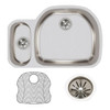 Elkay Lustertone Classic Stainless Steel, 31-1/2" x 21-1/8" x 7-1/2", 30/70 Offset Double Bowl Undermount Sink Kit