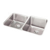 Elkay Lustertone Classic Stainless Steel 31-1/4" x 20-1/2" x 9-7/8" Double Bowl Undermount Sink Kit with Left Perfect Drain