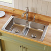 Elkay Lustertone Classic Stainless Steel 33" x 22" x 8-1/8", 1-Hole Equal Double Bowl Drop-in Sink