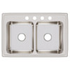 Elkay Lustertone Classic Stainless Steel 33" x 22" x 8-1/8", 4-Hole Equal Double Bowl Drop-in Sink
