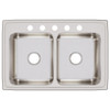Elkay Lustertone Classic Stainless Steel 33" x 22" x 8-1/8", 5-Hole Equal Double Bowl Drop-in Sink