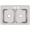 Elkay Lustertone Classic Stainless Steel 33" x 22" x 8-1/8", MR2-Hole Equal Double Bowl Drop-in Sink