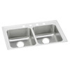Elkay Lustertone Classic Stainless Steel 33" x 19-1/2" x 6-1/2" 4-Hole Equal Double Bowl Drop-in ADA Sink