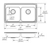 Elkay Lustertone Classic Stainless Steel 33" x 19-1/2" x 5", MR2-Hole Equal Double Bowl Drop-in ADA Sink