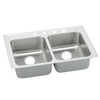 Elkay Lustertone Classic Stainless Steel 33" x 19-1/2" x 5-1/2" 4-Hole Equal Double Bowl Drop-in ADA Sink with Quick-clip