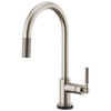Brizo Litze 64044LF-BLGL SmartTouch Pull-Down Faucet with Arc Spout and Industrial Handle Matte Black/Luxe Gold
