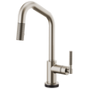 Brizo Litze 64064LF-BLGL SmartTouch Pull-Down Faucet with Angled Spout and Industrial Handle Matte Black/Luxe Gold