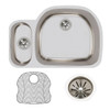 Elkay Lustertone Classic Stainless Steel 31-1/2" x 21-1/8" x 10", 30/70 Offset Double Bowl Undermount Sink Kit