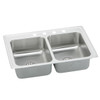 Elkay Lustertone Classic Stainless Steel 29" x 18" x 6-1/2" 2-Hole Equal Double Bowl Drop-in ADA Sink with Perfect Drain and Quick-clip
