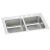 Elkay Lustertone Classic Stainless Steel 29" x 18" x 6-1/2", 1-Hole Equal Double Bowl Drop-in ADA Sink with Perfect Drain