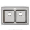 Elkay Lustertone Classic Stainless Steel 33" x 21-1/4" x 6" 3-Hole Equal Double Bowl Drop-in ADA Sink with Quick-clip