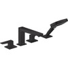 Hansgrohe 32557671 Metropol 4-Hole Roman Tub Set Trim with Lever Handles and 1.75 GPM Handshower in Matte Black