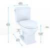 TOTO Connelly WASHLET+ Two-Piece Elongated Dual Flush 1.28 and 0.9 GPF Universal Height Toilet with CeFiONtect - Cotton White - MS494124CEMFG#01