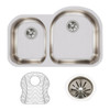 Elkay Lustertone Classic Stainless Steel 31-1/4" x 20" x 7-1/2" Offset 40/60 Double Bowl Undermount Sink Kit
