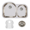Elkay Lustertone Classic Stainless Steel 31-1/4" x 20" x 7-1/2", Offset 60/40 Double Bowl Undermount Sink Kit