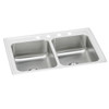 Elkay Lustertone Classic Stainless Steel 33" x 21-1/4" x 7-7/8", 2-Hole Equal Double Bowl Drop-in Sink w/ Perfect Drain